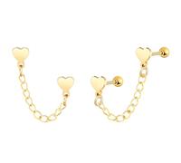 Yumilok Pendientes de acero inoxidable para hombres, pendientes colgantes en forma de corazón de cadena de amor para mujeres, oro en forma de corazón