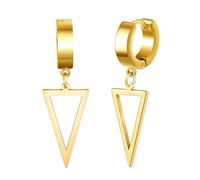 Yumilok Pendientes de acero inoxidable para hombres y pendientes de acero inoxidable para mujeres huggie pendientes colgantes triangulares dorados