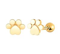 Yumilok Pendientes de Barbacoa de Acero Inoxidable para Hombres y Mujeres, Diseño Garra de Gato con Bola de Oro, Aros de Acero Inoxidable 316L Hipoalergénicos