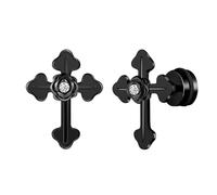 Yumilok Pendientes de Cruz masculina punk pendientes religiosos de Cruz Zirconia pendientes negras femeninas masculinas