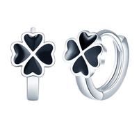 Yumilok Pendientes de mujer chica de plata de ley S925 con incrustación de trébol en forma de corazón Hipoalergénicos Aptos para uso diario Regalo Navidad para novia o amante(tamaño pequeño)