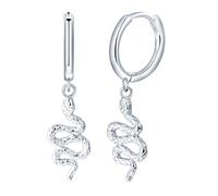Yumilok Pendientes de mujer chica en plata de ley S925 pendientes colgantes con forma de serpiente de animales hipoalergénicos adecuados para Navidad de novia o amante(tamaño pequeño)