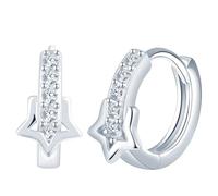 Yumilok Pendientes de mujer chica plata de ley S925 con estrellas de zirconia cúbica Hipoalergénicos Adecuados para ocasiones festivas Navidad para novia y amante(Menor tamaño)