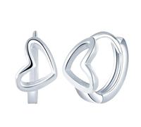 Yumilok Pendientes de mujer chica plata de ley S925 medio círculo con corazones incrustados hipoalergénicos adecuados para ocasiones festivas fiestas de Navidad novias y amantes
