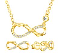 Yumilok pendientes de mujer collar de plata de ley 925,collar en forma de serpiente y símbolo de infinito,Conjunto de joyas