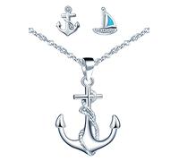 Yumilok-pendientes de mujer collar de plata de ley colgante personalidad de la moda Anchor circón pendientes de las señoras conjunto de pendientes