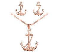 Yumilok-Pendientes de mujer collar de plata S925 Colgante Pendientes simples Pendientes de ancla de plata esterlina Conjunto de colgante de ancla de plata esterlina simple