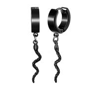 Yumilok Pendientes de mujer pendientes de hombre pendientes de acero inoxidable huji Snake pendientes de acero inoxidable huji negro