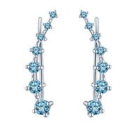 Yumilok -Pendientes de mujer pendientes de Plata 925 trepadores Pendientes de Clip de Cristal/Diamante de Imitación