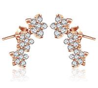 Yumilok pendientes de mujer pendientes de Plata de ley Circonita Flores abrazadera Pendientes hipoalergénico Pendientes Joyas Ear Puños para mujer