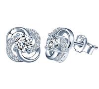 Yumilok-Pendientes de plata 925, pendientes con incrustaciones de flores de circonita, joyas para mujeres, juegos de joyas, regalos de cumpleaños