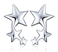 Yumilok - Pendientes de plata de ley 925, con circonitas, diseño de estrellas, para mujer