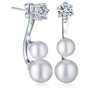 Yumilok Pendientes de plata de ley 925 con circonitas, pendientes delanteros y traseros, hipoalergénicos, para mujeres, niñas