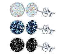 Yumilok -Pendientes Estrella para Mujer Niña, en Plata de Ley 925, Pendientes Redondos de Cristal, Regalo de Cumpleaños de Navidad