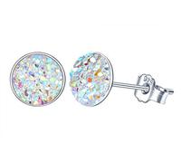 Yumilok -Pendientes Estrella para Mujer Niña, en Plata de Ley 925, Pendientes Redondos de Cristal, Regalo de Cumpleaños de Navidad