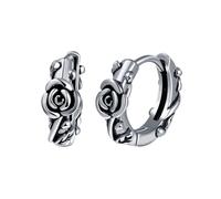 Yumilok Pendientes finos para mujer hombre: Pendientes aro de acero inoxidable en forma de rosa para llevar todo el año - para en el punk-hop de los bares y fiestas de rock