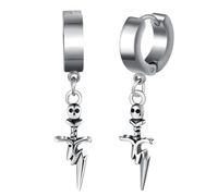 Yumilok Pendientes moda de Mujer: Cráneo Hueco Crossbones Pendientes de Acero Inoxidable Pendientes de hombre - Adecuado para Clubes Nocturnos,Hip Hop,Punk,Cumpleaños y Halloween