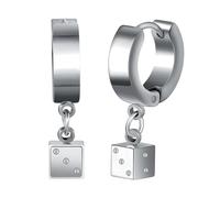 Yumilok Pendientes moda de Mujer: Dados Cuadrados de Acero Inoxidable Pendientes de los hombres - Adecuado para el Club Nocturno,Hip Hop,Punk, Cumpleaños Navidad