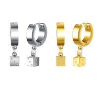 Yumilok Pendientes moda de Mujer: Dados Cuadrados de Acero Inoxidable Pendientes de los hombres - Adecuado para el Club Nocturno,Hip Hop,Punk, Cumpleaños Navidad