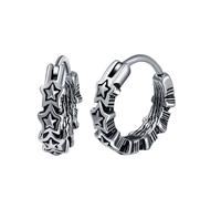 Yumilok Pendientes moda para mujer: Pendientes aro de acero inoxidable con forma de estrella para cualquier ocasión - perfectos para fiestas hip hop, rock y bares