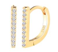 Yumilok Pendientes mujer chica en plata de ley S925 con piedras de circonita cúbica en semicírculos Los pendientes D son hipoalergénicos y adecuados para ocasiones fiestas navidad(Menor tamaño)