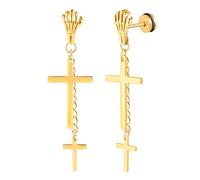 Yumilok Pendientes oscilantes de cadena cruzada de acero inoxidable para hombres y mujeres pendientes dorados