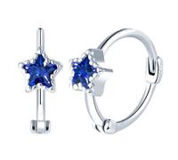 Yumilok Pendientes para chica mujer de plata de ley S925 con estrellas de cinco puntas y piedras de zirconia cúbica Hipoalergénicos Regalo para novia amante(tamaño pequeño)