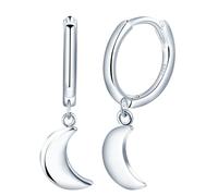 Yumilok Pendientes para chica mujer en plata de ley S925 pendientes colgantes en forma de luna con incrustaciones de zirconia cúbica hipoalergénicos Regalo para novia amante(tamaño pequeño)