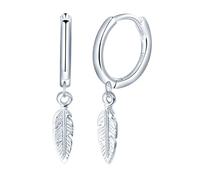Yumilok Pendientes para chica mujer en plata de ley S925 pendientes colgantes en forma de pluma hipoalergénicos Regalo Navidad para novia amante(tamaño pequeño)