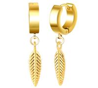 Yumilok Pendientes para hombres huggie pendientes de acero inoxidable pendientes para mujeres pendientes de plumas doradas