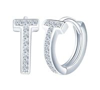 Yumilok Pendientes para mujer Chica de plata de ley S925 Pendientes T de zirconia cúbica Hipoalergénicos Adecuados para ocasiones festivas Fiestas de Navidad Novias Amantes(Menor tamaño)