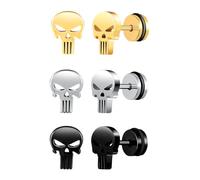 Yumilok Pendientes Personalizados para Mujer: Calavera Hueca de Acero Inoxidable Pendientes para Hombre - Para Discoteca,Hip Hop,Punk,Cumpleaños Halloween