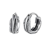 Yumilok Pendientes pluma para mujer: Pendientes aro de acero inoxidable estilo de cartílago para todo el año - perfectos para hip hop,rock and roll y fiestas de pub, Navidad y nieve.