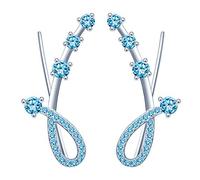 Yumilok -Pendientes Trepadores Mujer de Plata de 925 Esterlina, Pendientes de Clip de Cristal/Diamante de Imitación