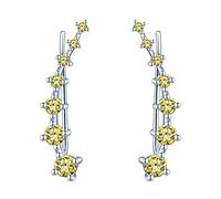 Yumilok -Pendientes Trepadores Mujer de Plata de 925 Esterlina, Pendientes de Clip de Cristal/Diamante de Imitación