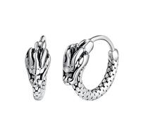 Yumilok Pendientes vintage Dragón de mujer hombre: Pendientes aro de acero inoxidable con gabardina de cuero y mangas cortas - Perfectos para fiestas punk hip hop rock y bares
