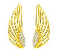 Yumilok -Pendinetes de Alas de ángel para Mujer Niña, en Plata 925, Clip de Oreja de Circón Pendientes de Escalada, Regalo de Cumpleaños de Navidad