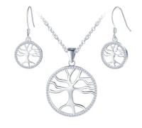 Yumilok Plata S925 árbol collar árbol de la vida colgante Zirconia árbol de la vida pendientes para las mujeres perforación conjuntos