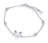 Yumilok-Pulsera de mujer Gato con Perla Tamaño Ajustable