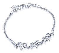 Yumilok Pulsera de plata de ley 925 hueca con colgante de caballo, pulsera para mujer, mujer, niña, ajustable