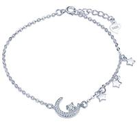 Yumilok Pulseras Mujer, incrustaciones Luna y Estrellas Pulseras S925 Sterling Silver Tamaño ajustable