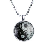 Yumilok Tai Chi Yin Yang Nocturno Colgante Collar Aleación Medallón Amuleto Colgante de Cadena para Mujer Hombre Luz Azul, Metal Resina, No es una piedra preciosa