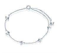 Yumilok - Tobillera de plata 925, tobillera para mujer, niña, pulsera de tobillo de mariposa elegante, cadena de ancla ajustable, joyas para Navidad y cumpleaños, plata de ley metal plateado, Plata de