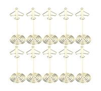YUMIN 10 Piezas Soportes para Clip de Notas, Soporte para Tarjeta de Nombre de NúMero de Mesa, Tarjeta de de Metal de Escritorio, de AvióN Dorado Base