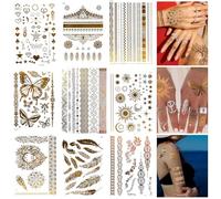 YUMIPDD Tatuajes Oro 9 Hojas, Tatuaje Temporal de Oro, Tatuaje Metálico Tatuajes Temporales Tatuajes Tatuajes Impermeable Pegatinas para Playa, Festivales Musicales Fiestas Verano Gadget