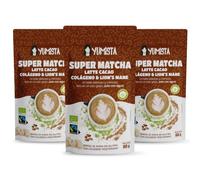 YUMISTA - Matcha Latte Cacao Instantáneo Bio - Pack 3 x 160g | Matcha premium, colágeno vegetariano y melena de león - Leche de avena sin gluten, bebida vegana cremosa caliente o fría