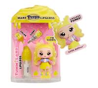 YUMMI LAND Yummiland x Peeps Lip Gloss Doll - Goldie Mallows - Incluye 1 Muñeca con Moda Personalizable y Kit de Brillo de Labios con Color Exclusivo, Aroma y Base Transparente, para Niños +4 Años