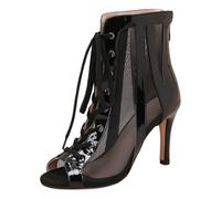 Yummsion Botas De Baile con Cordones,Botas De Baile De TacóN,Heels Dance Shoes,Zapatos De Baile De Salon Botines,Resistente Al Desgaste,Respirable,Estable,para Salsa,Quickstep,Baile Latino