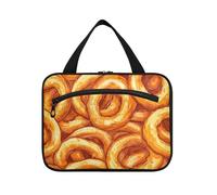 Yummy - Anillos de cebolla frita para colgar maquillaje de viaje con gancho, estuche esencial de diseñador para artículos de tocador para papá, hotel, maletín para maquillaje, L