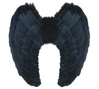 Yummy Bee - Alas de Ángel Blancas y Negras Maléfica - Plumas Diablo - Halloween Fiestas de Disfraces Adulto - Grandes 60 x 40 cm (Negro)